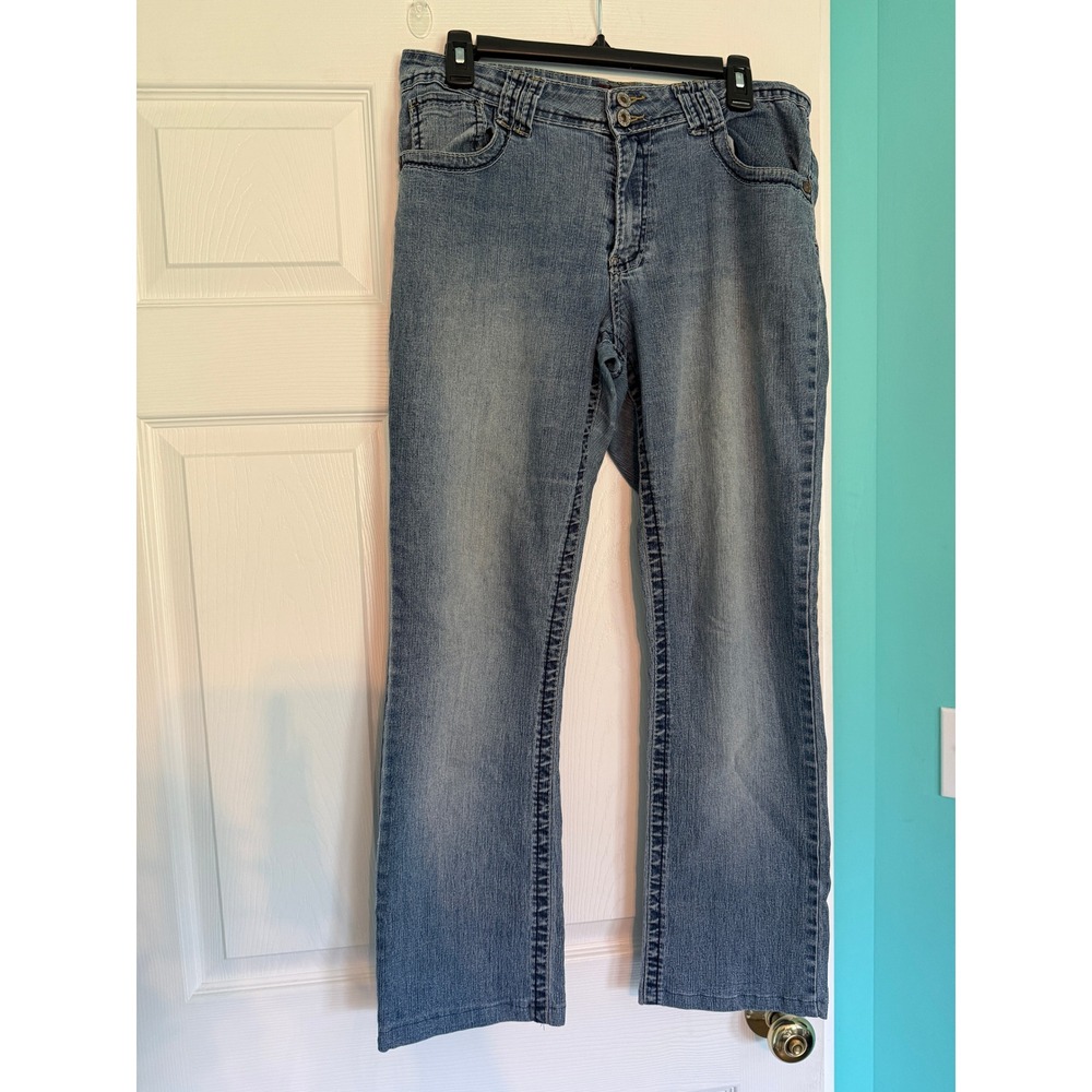 Angels Forever Young Womens Bootcut Jeans Medium Wash Blue Size 10 Flap Pocket